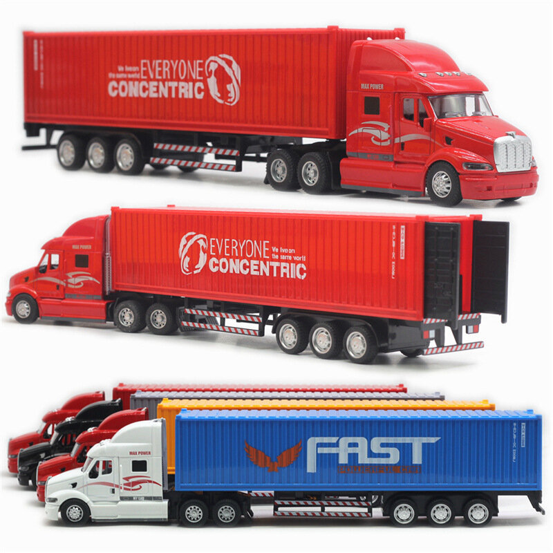 1:48 transporte recipiente caminhão modelo diecast veículo modelo puxar para trás corpo separação porta pode ser aberto crianças brinquedo presente coleção