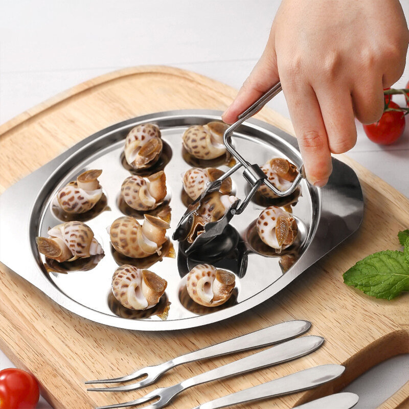 Edelstahl Escargot Platte für westliche Restaurant Meeres früchte Gericht leicht zu reinigen Schnecken platte