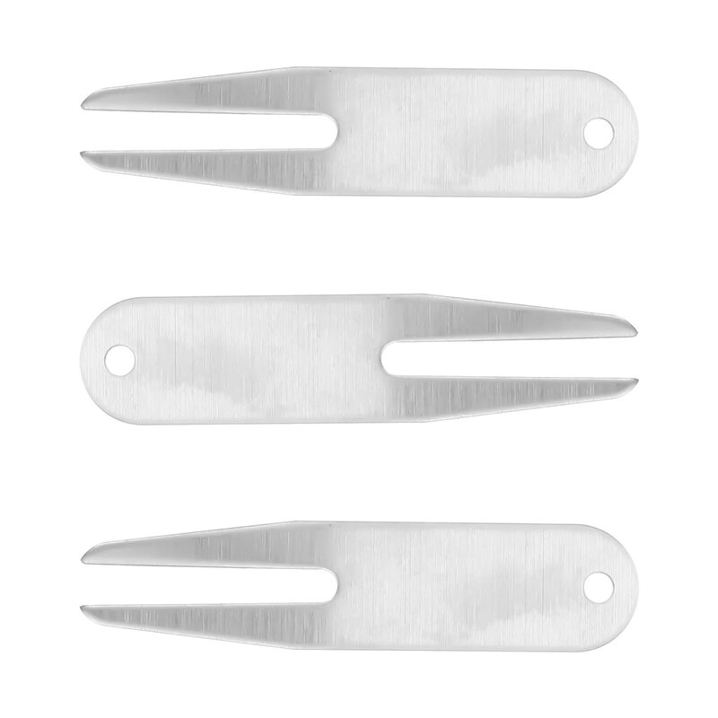 Tenedores de reparación de césped para golf, herramientas de Divot de acero inoxidable, 3 piezas