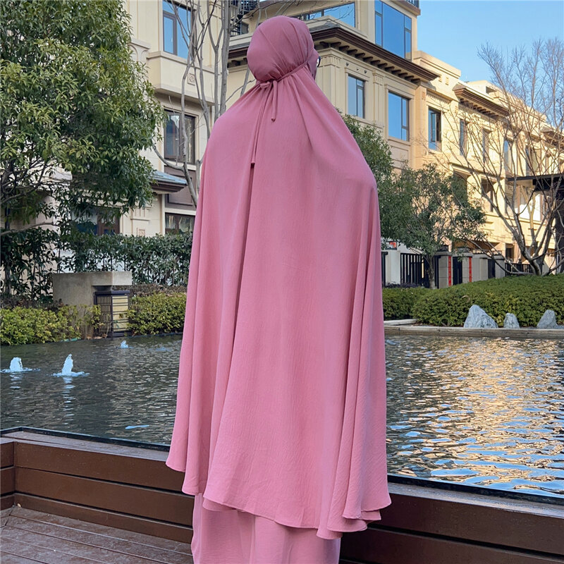 Eid Capuchon Ramadan Overhead Hijab Abaya Khimar 2 Delige Set Abayas Gebedskledingstuk Moslim Vrouwen Rok Kalkoen Dubai Jurk Kleding