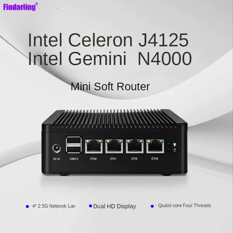 An2 quad core intel n4000/j4125 4 * i255 2,5g lan mini pc lüfter loser soft router HD-MI vga ssd pfsense firewall appliance esxi AES-NI
