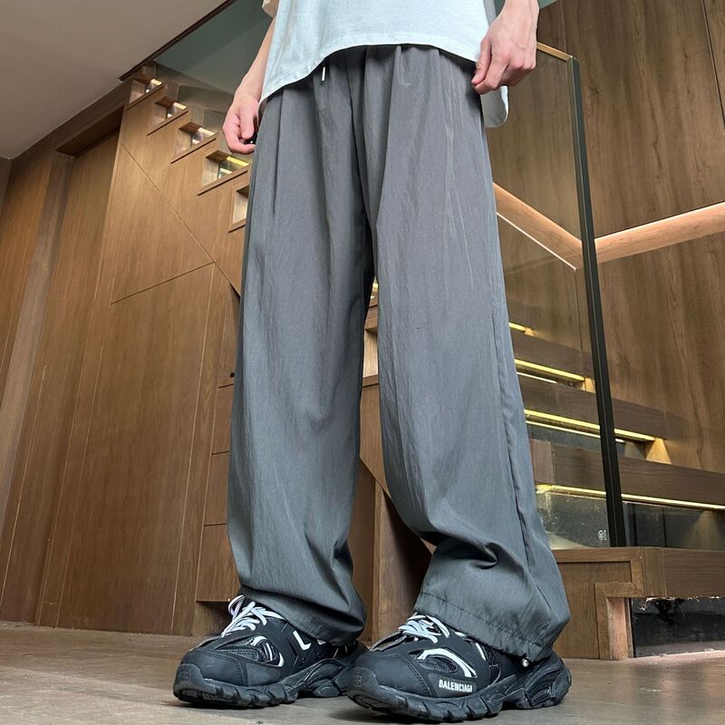 Летние спортивные штаны для бега большого размера Y2K, быстросохнущие спортивные мешковатые Широкие штаны для фитнеса, Мужская одежда для спортзала, Корейская одежда