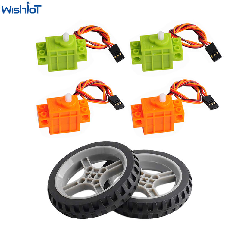 4pcs Geekservo 360 Degree Continuous Rotation Servo Wheel Compatible with Legoeds Building Blocks Micro:bit Robot Smart Car