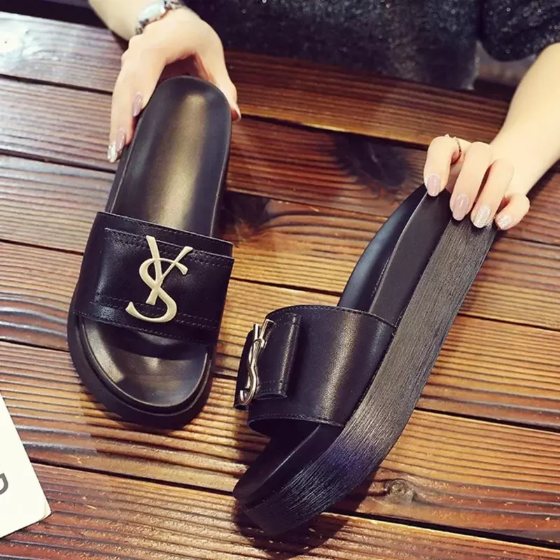 Slippers Summer Shoes Women Platform Design Slides Fashion Letters Ladies Shoes Casual Slipper Indoor Non-slip Slippers Sandals