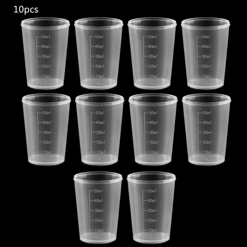 Set of 10Pcs 50ML Measuring Cups Plastic Mixing Cups for Paint Resin Mixing
