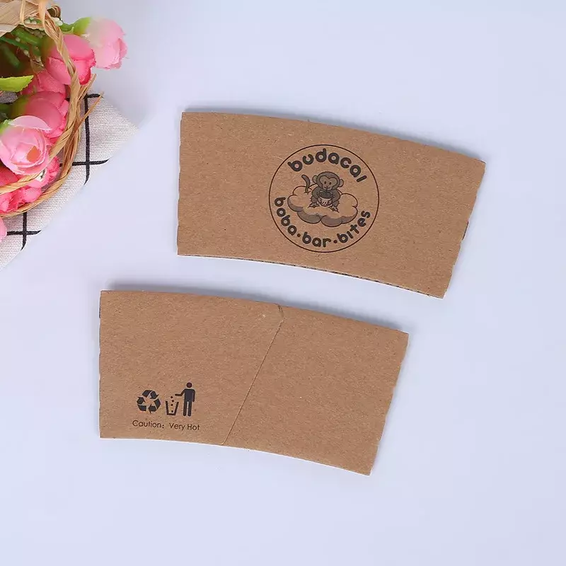 Mangas de papel de café desechables resistentes al calor, Impresión de logotipo personalizado de productos personalizados