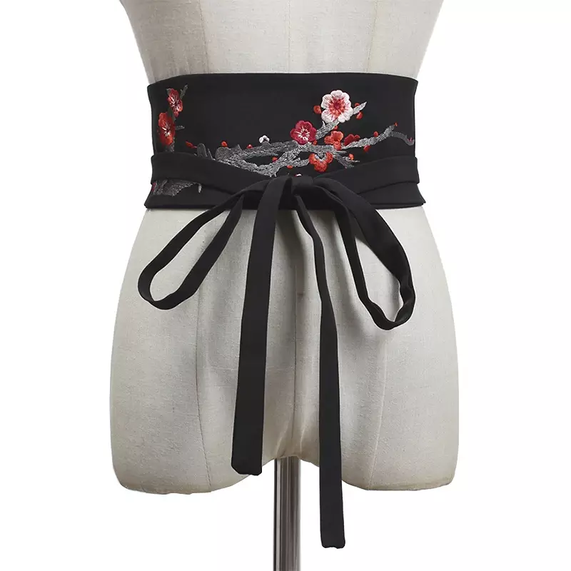 Vestido japonés bordado para mujer, cinturón, Kimono, Haori, Obi, Yukata, ropa ancha para hombre, vendaje