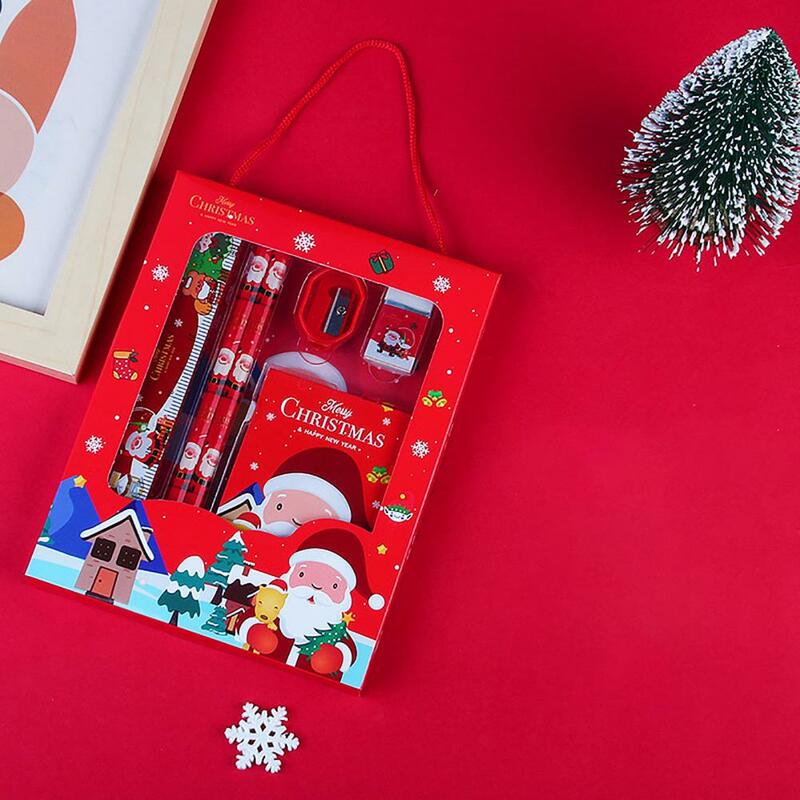 Family Gift Stationery Set Kawaii Christmas Stationery Set Cartoon Xmas Pattern Pencil Sharpener Erasers Children's for Clean
