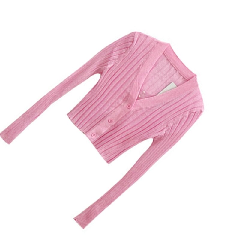Женский легкий свитер, укороченный топ с длинным рукавом и v-образным вырезом на пуговицах, приталенный кардиган
