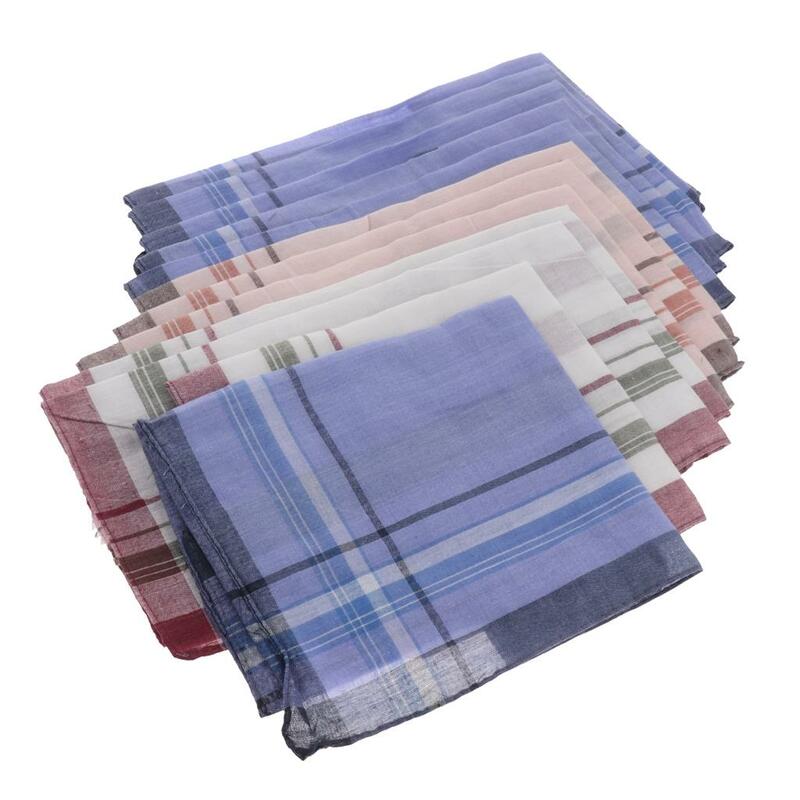 12 Packs Heren Mode Geruite Katoenen Zakdoeken Decoratieve Pakken Zakdoeken