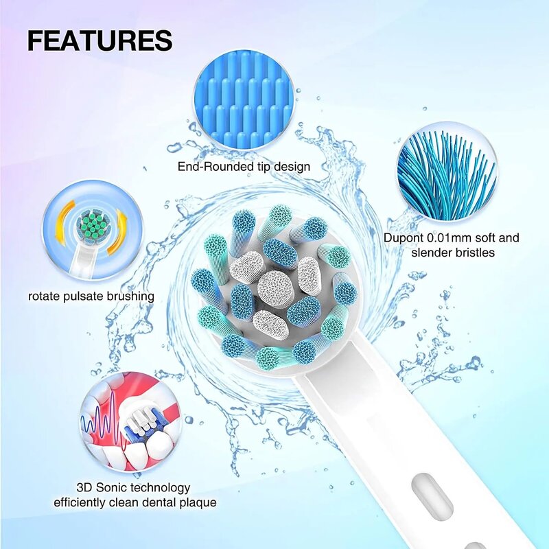 Replacement Tooth Brush Heads Cross For Oral-B Braun Electric Toothbrush Fits Oral b Action Pro 1000 Floss Kids Clean