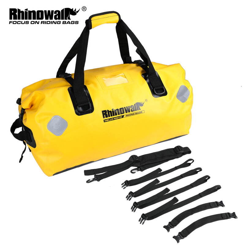 Rhinowalk-bolsa impermeable para motocicleta, bolsa de lona seca duradera de gran capacidad de 65L, para viajes, senderismo y Camping