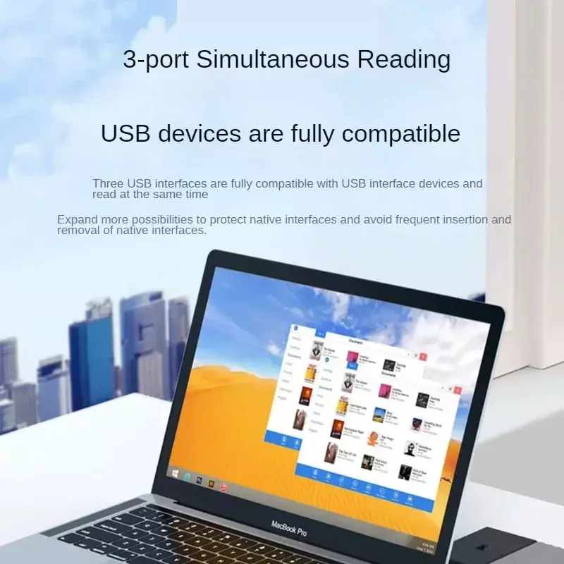 HUB USB tipo C para laptop e notebook, divisor 3-em-1, velocidade do hub 5.0Gbps, OTG, USB 3.0, tipo C, 3.0 a 3 USB, 5 Gbps