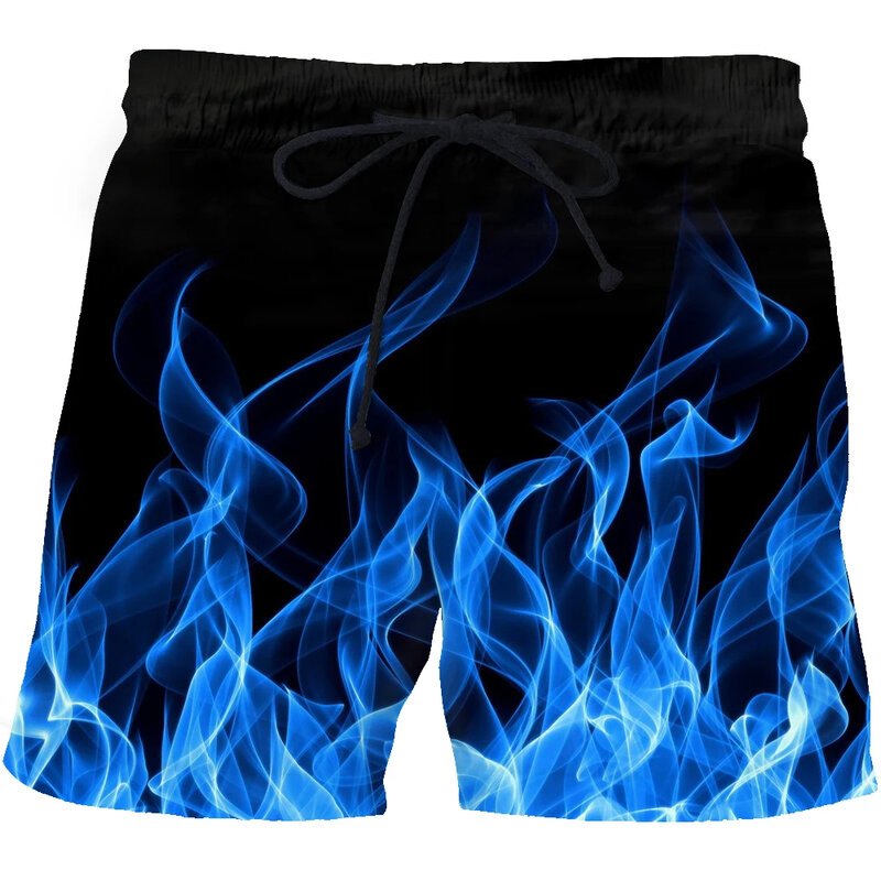Мужские пляжные шорты, свободные плавки с 3D-принтом пламени, спортивные короткие штаны, для отдыха, спортзала, серфинга