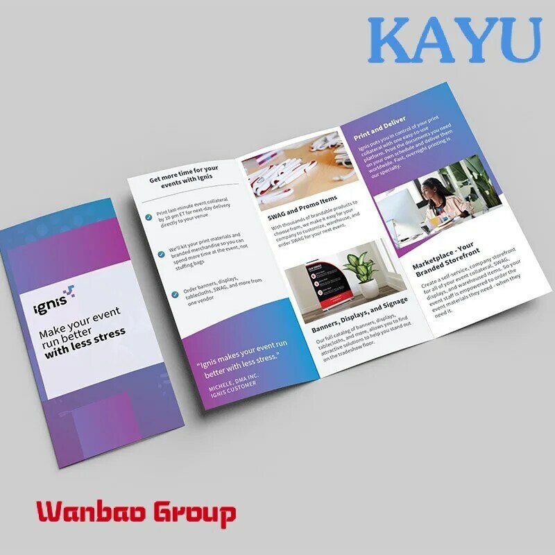 Custom  custom double sided printing design color paper brochure folding flyer printing pamphlet
