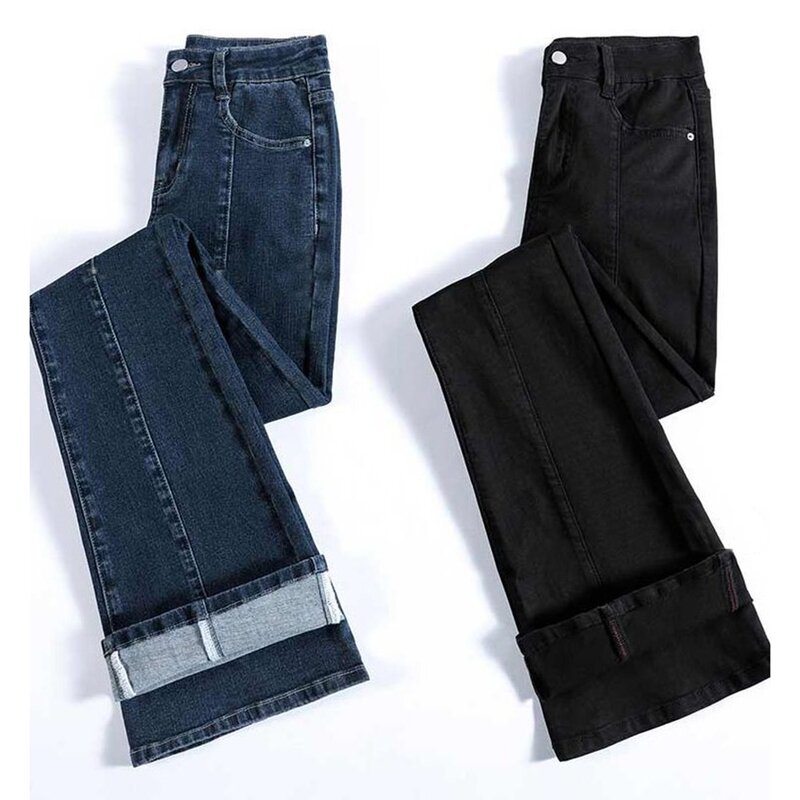 Pantalones vaqueros invisibles con entrepierna abierta para mujer, Jeans ajustados de cintura alta, tobilleros rectos, ligeros