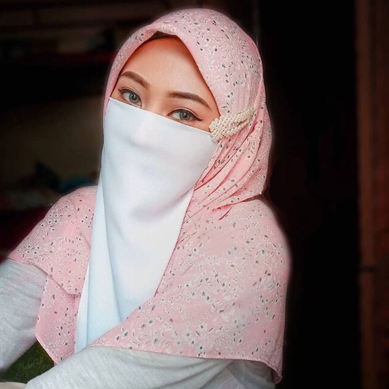 Muslim Bandana Scarf Islamic Niqab Burqa Bonnet Hijab Chiffon Veil Headwear Black Face Cover Abaya Women's Hijabs Wrap Head