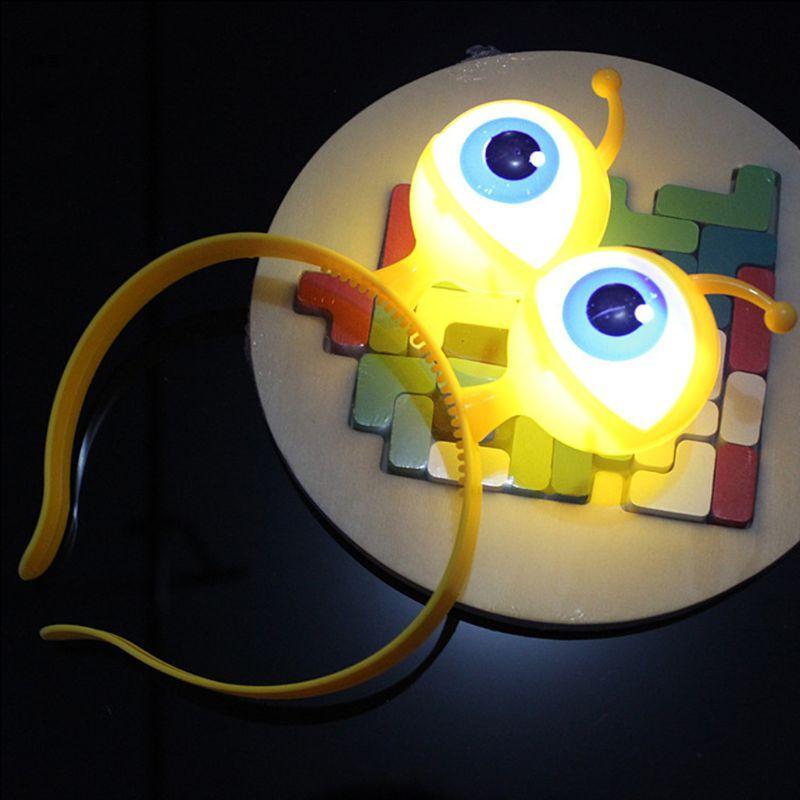 X5QE 4 Buah/Set Ikat Kepala Lampu LED Bercahaya Mata Serangga Anak-anak Dewasa Ikat Kepala Lampu LED Bercahaya untuk Alat