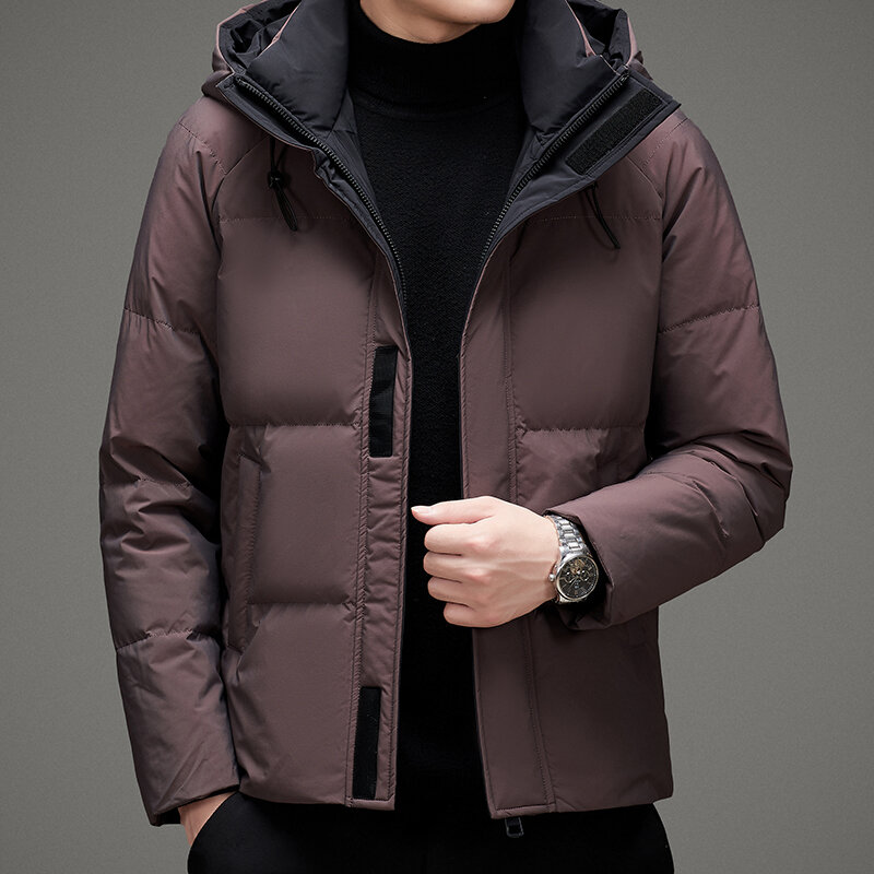 2024 zimowy wybuchowy męski modny codzienny kurtka puchowa z kapturem ciepły męski płaszcz