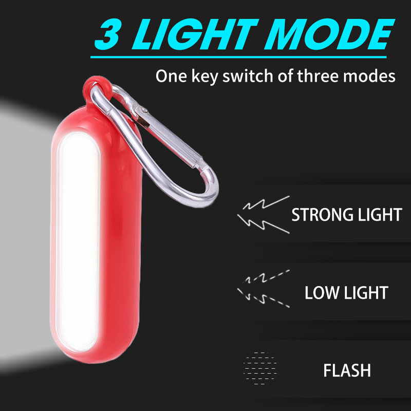 Przenośne brelok podświetlany LED COB Mini kieszeń taktyczne 3 tryby zasilane bateria do latarki latarnie lampa wędkarska na zewnątrz