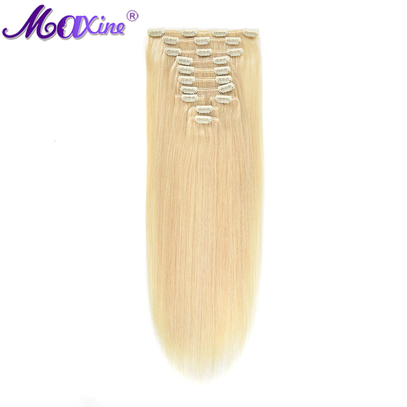 Straight Clip In Real Human Hair Natural Extensions Hair Extension Full Head Brazilian Clip on Hair Extension for White Women