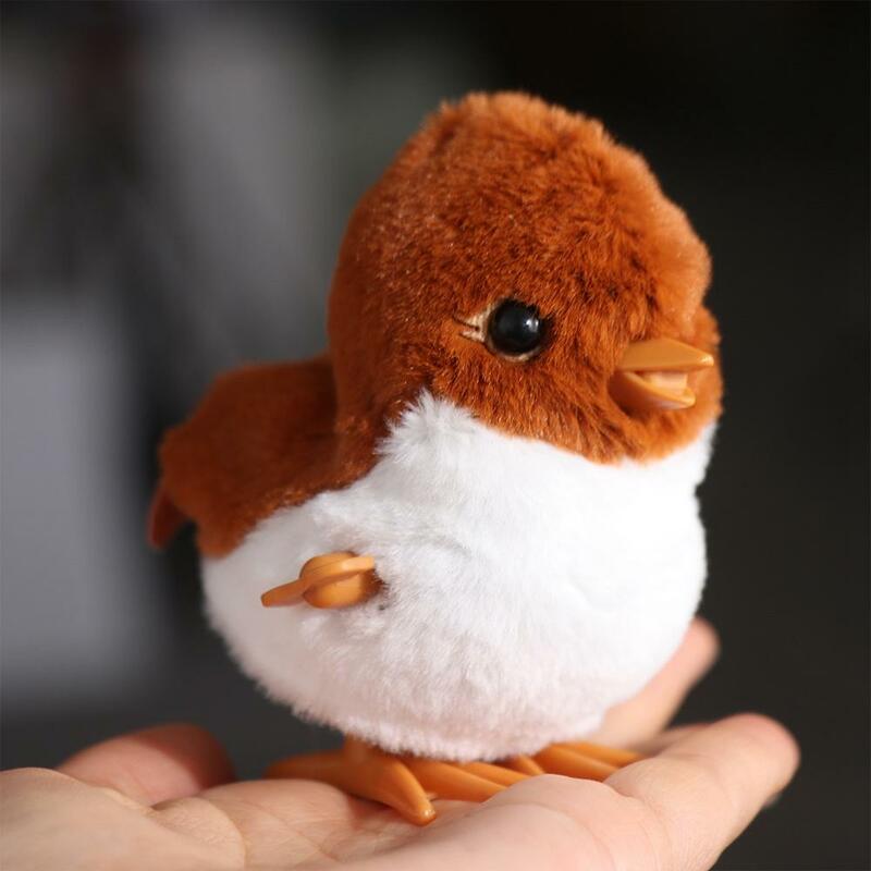 Cute Sparrows Wind Up Jumping Toy Animal Plush Walking Clockwork Spring Bird Toy Guide Baby Crawling Toy Lifelike Gifts