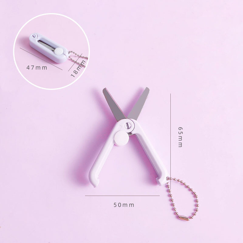 Portable Mini Scissors Creative Retractable Folding Safe Scissors Morandi Simple Paper-Cutting Art Stationary Office Supplies