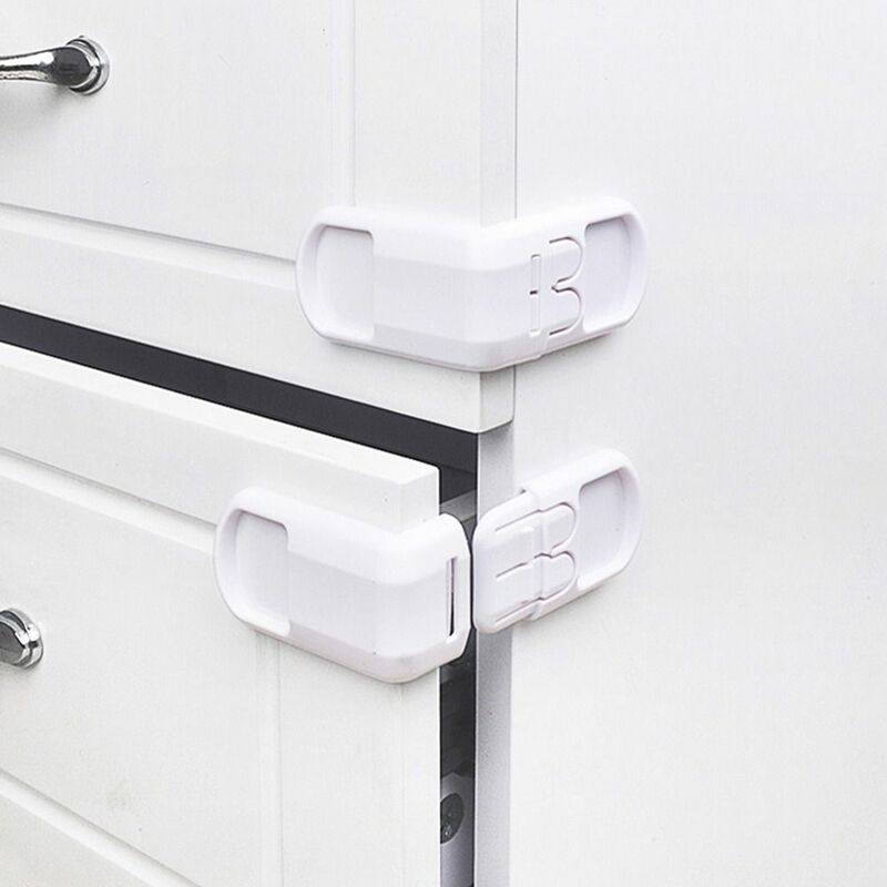 3Pcs New Plastic Household Children Safety Cabinet Door Lock Safety Drawer Lock Locker Buckle Security Protection