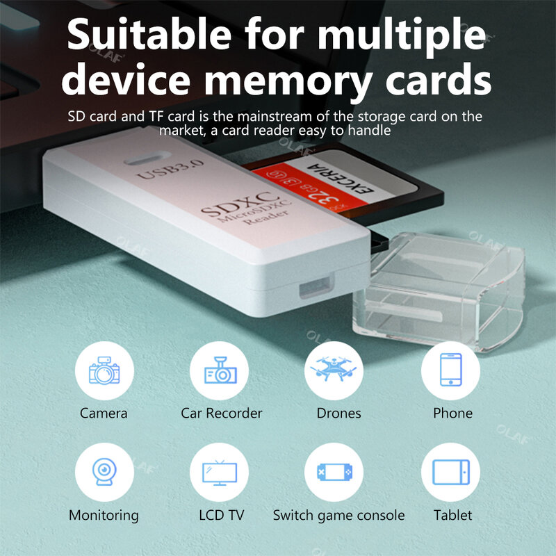 Lecteur de carte mémoire micro SD TF USB 3.0, adaptateur de lecture, haute vitesse, 2 en 1, pour téléphone, PC, ordinateur portable, accessoires, disque U