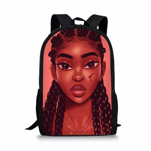 Mochila de estilo africano para estudiantes, bolso de hombro para compras de viaje, mochila multifuncional para adolescentes, peinado negro
