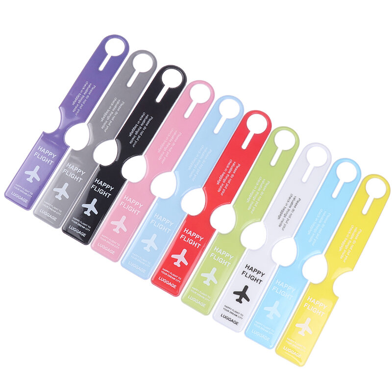 Cute Letter Happy Flight PVC Luggage Label Straps Suitcase Id Name Address Identify Tags Luggage Tags Airplane Accessories