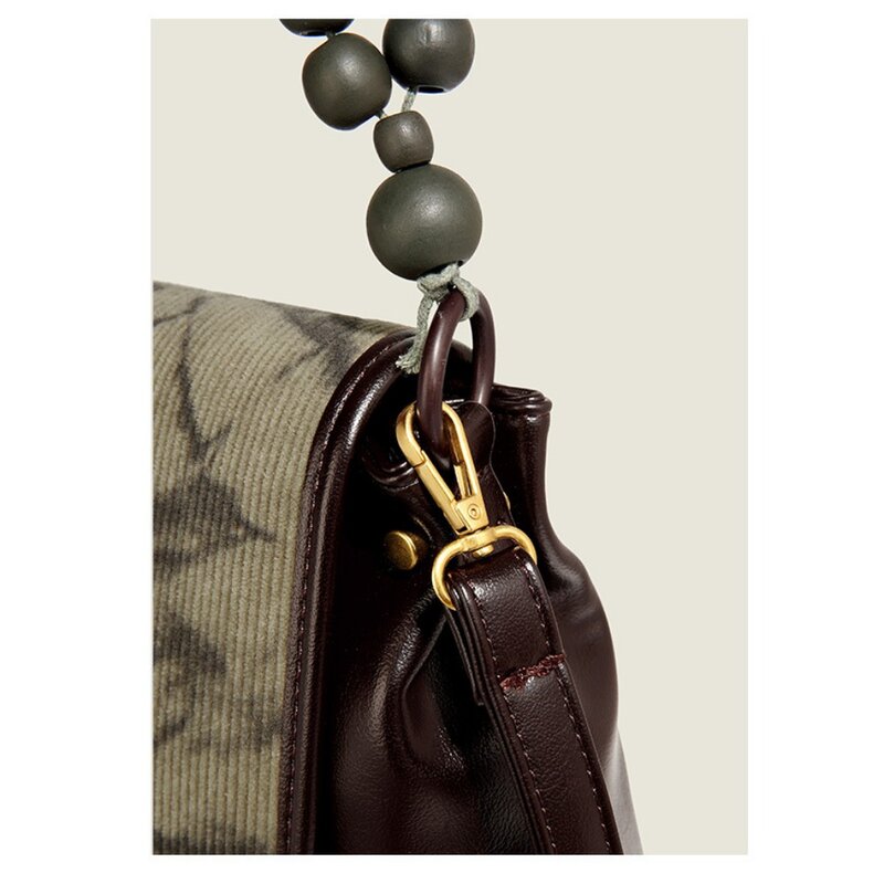 중국 붓 페인팅 스타일 겨드랑이 가방, PU 빈티지 비즈 숄더 스트랩, 글자 작은 지갑, 패션 자수 토트
