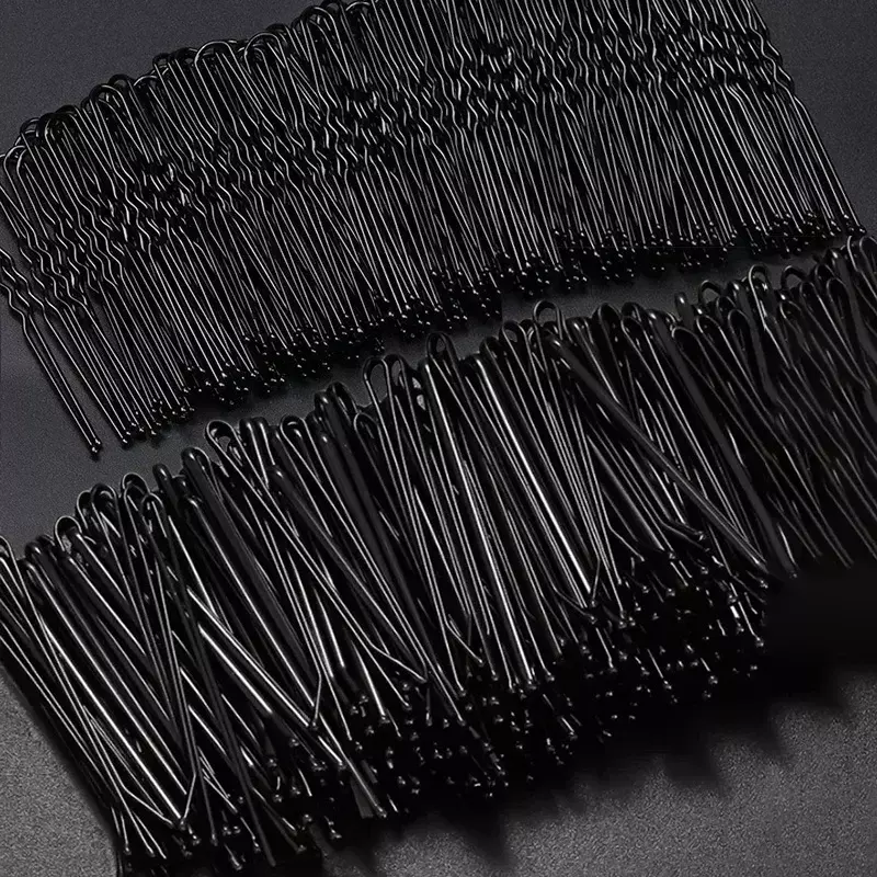 60/180Pcs New Women Hair Waved U-Shaped Bobby Pin Barrette Salon Grip Clip Bridal Hairpins Black Metal Hair Accessories For Bun