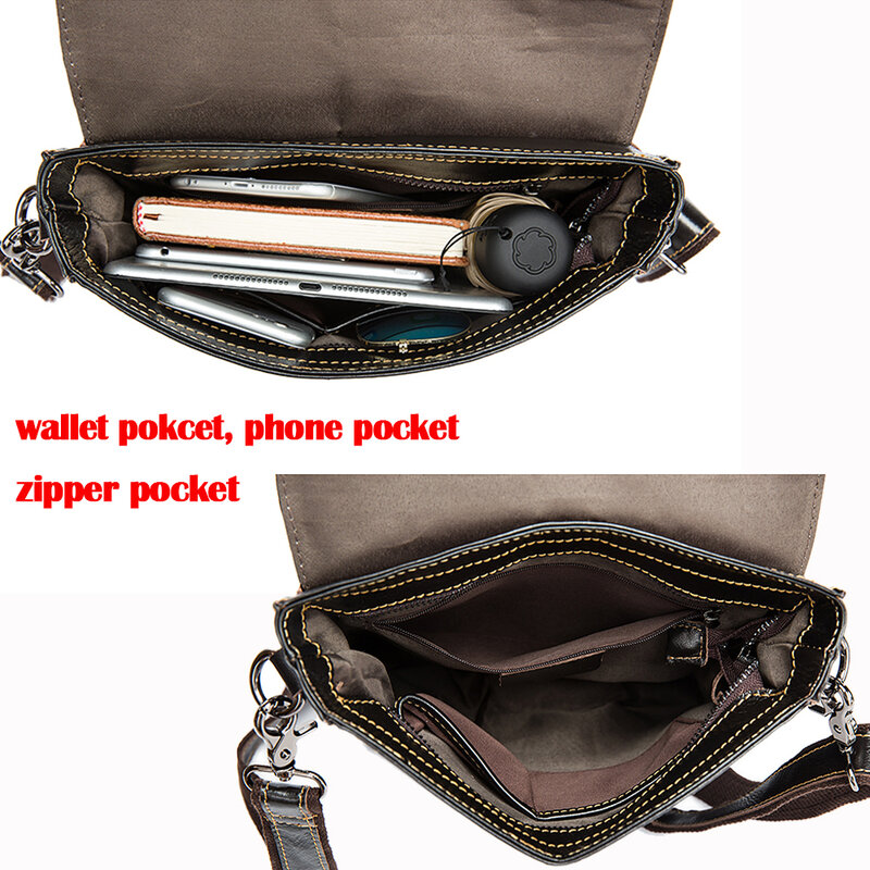 Bolsa de ombro Westal para homens, couro genuíno, com fecho de correr, 9.7, iPad Messenger, bolsas crossbody, bolsa masculina, 8821