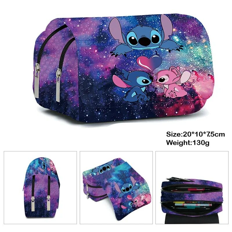 Stitch Fully Printed Flap Pen Bag Stationery Box Pencil Case Primary and Secondary School Student School Bag Cartoon