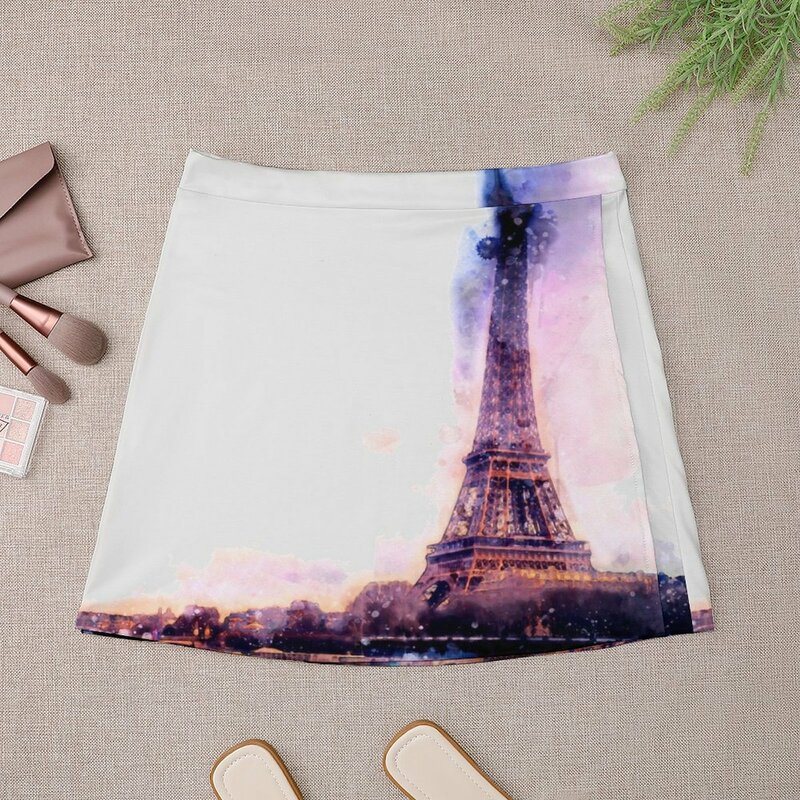 Mini saia Paris para pintura feminina, saias de luxo, moda coreana, torre eiffel, roupa kawaii