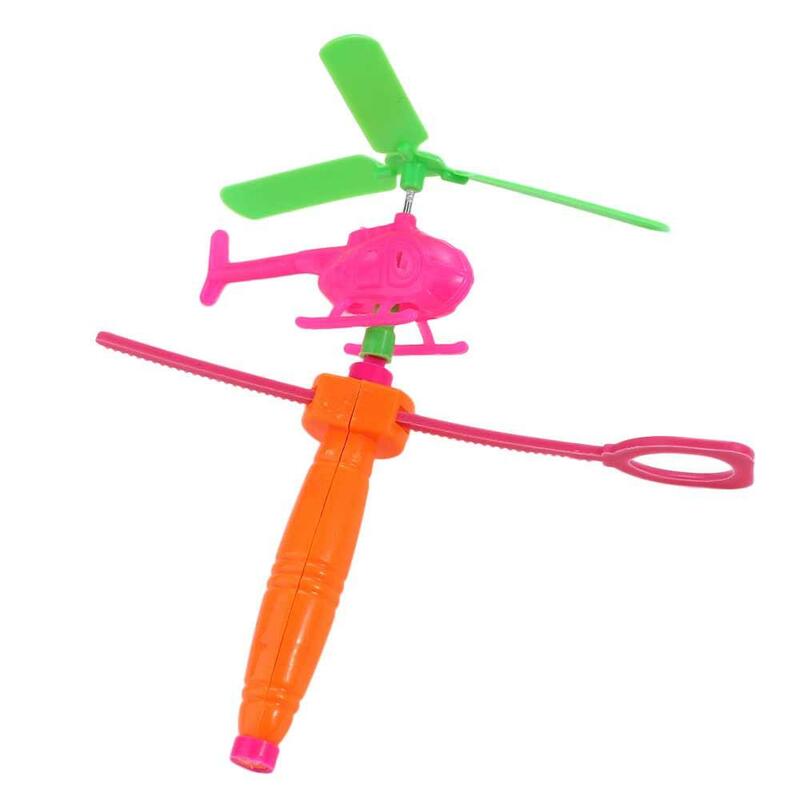 組み立てられたハンドル、プラスチック製のステークオフのおもちゃ、屋外ゲーム、ミニドローストリング飛行機、マルチカラーのプルラインヘリコプターのおもちゃ