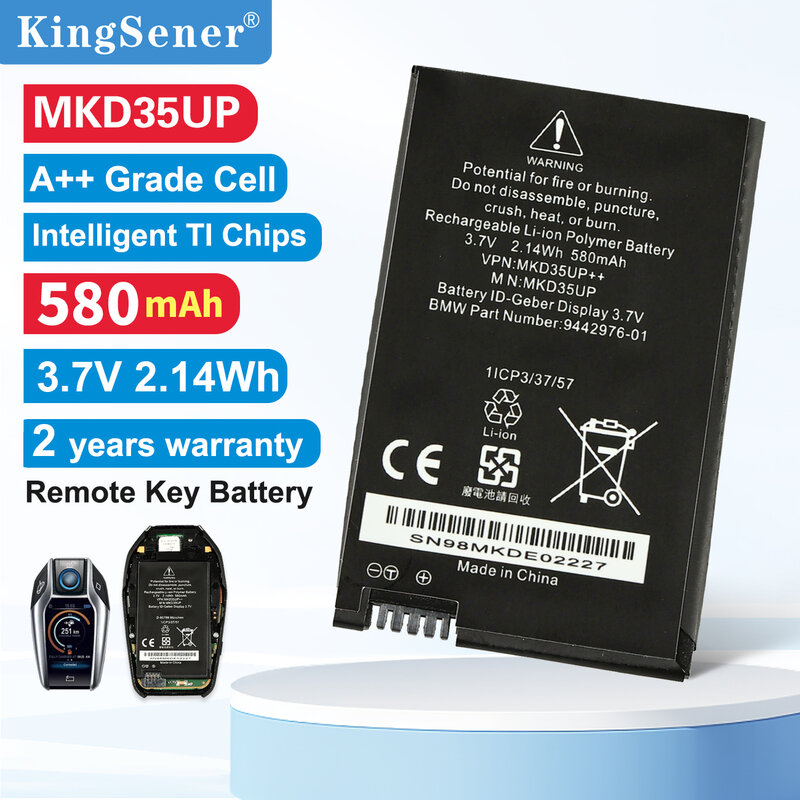 MKD35UP Bateria remota da chave do LCD, BMW X3, X4, X5, X6, X7, 530Le, 730, 740, 745, 760LI, 9442976-01, 1ICP3, 37, 57, D-80788, 6814351