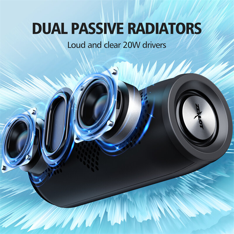ZEALOT S51 Speaker Bluetooth nirkabel, Speaker Bass Subwoofer tahan air, kotak suara mendukung TF, TWS, Flash Drive USB