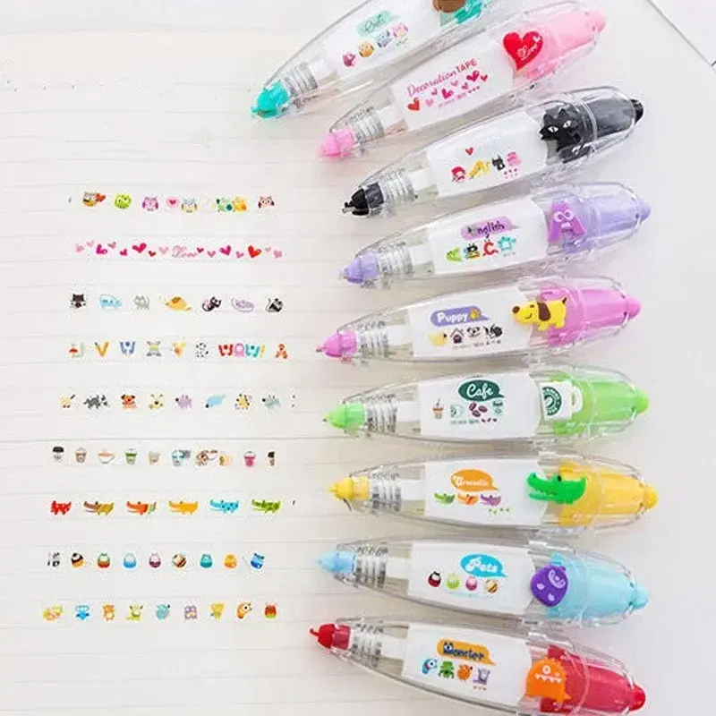 Kawaii aksesori sabuk koreksi gadis tangan akun stiker dekoratif spidol pena alat tulis sekolah perlengkapan kantor