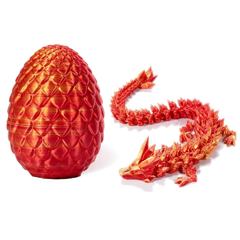 HOT-3D Printed Dragon In Egg, Full Articulated Dragon Crystal Dragon With Dragon Egg,Home Office Decor Executive Desk Toys