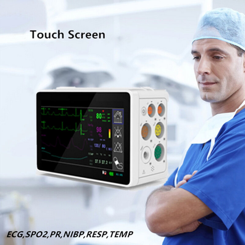 Protable 5 "ekran dotykowy inteligentny Monitor pacjenta ICU funkcje życiowe Monitor 6 parametrów 5 ECG NIBP SPO2 PR RESP TEMP PMS1