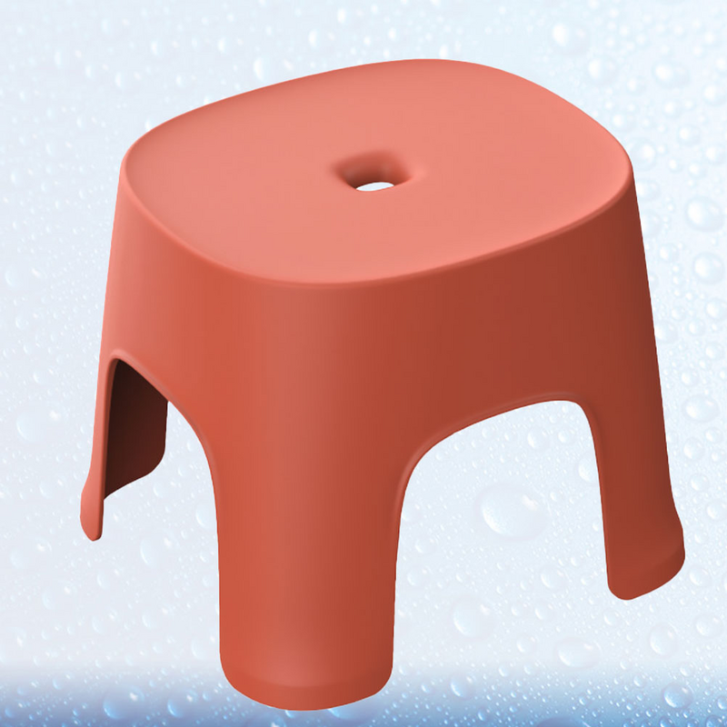 Taburete de plástico antideslizante para el hogar, taburete pequeño de uso múltiple para baño, color rojo, 1 unidad