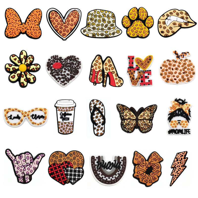 New Arrivals Cute Leopard Print Shoe Charms for Croc Accessories Sandals Shoe Decorations Pins Grils Women Favor Gift