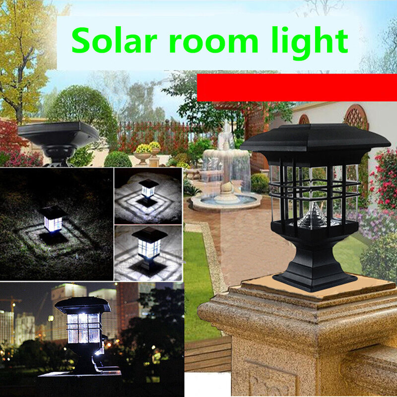 LED luz solar coluna cabeça, lâmpada ao ar livre, Energy Saving, impermeável, Powered luz solar para decoração do jardim