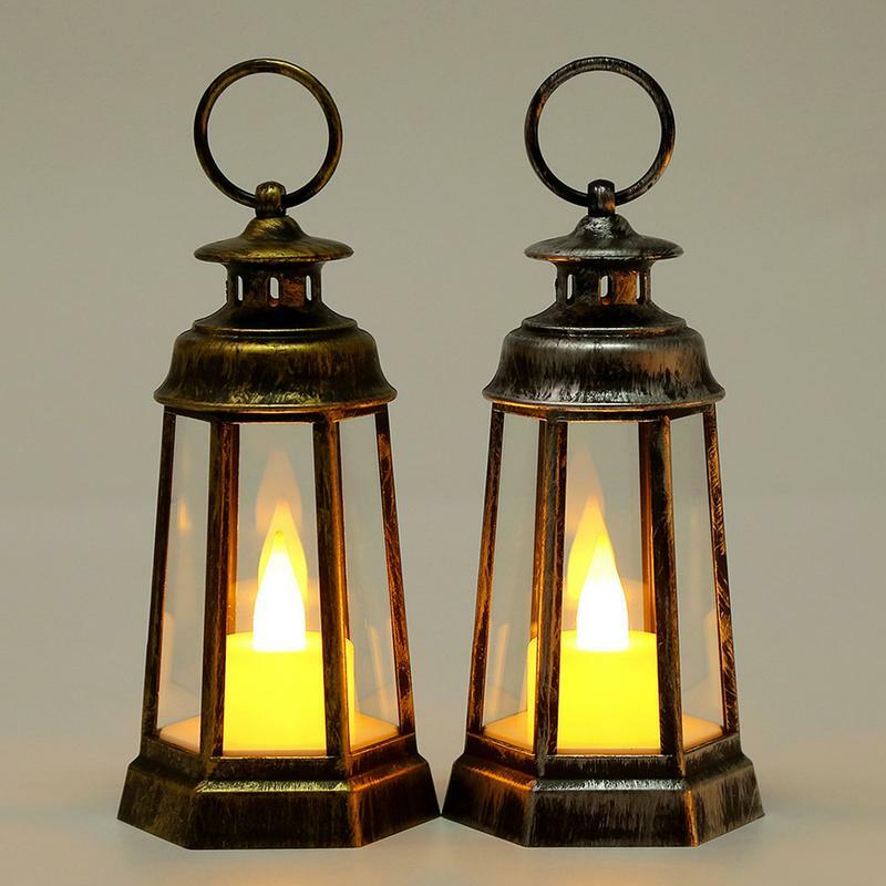 LED Candle Lantern decorativo LED portacandele luci LED Warm Candle Lanterns Home Decor Ornament Retro Hand-Held Candle