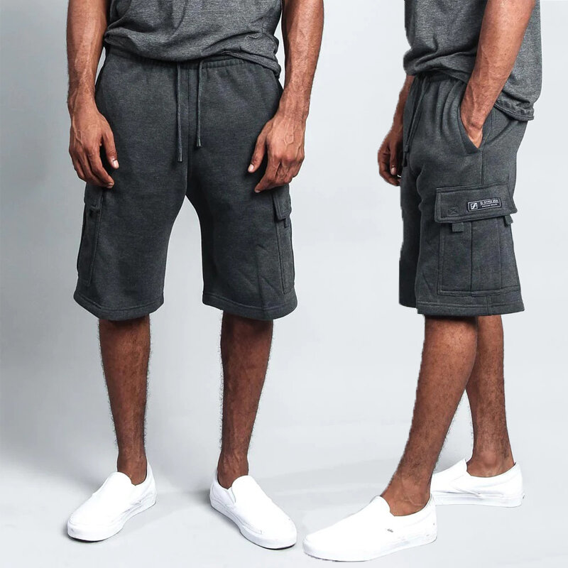 Gaya Amerika Gaya Hip-Hop Katun Longgar Celana Pendek Pria Multi-saku Mode Pakaian Pria Celana Olahraga Kebugaran Lima Titik