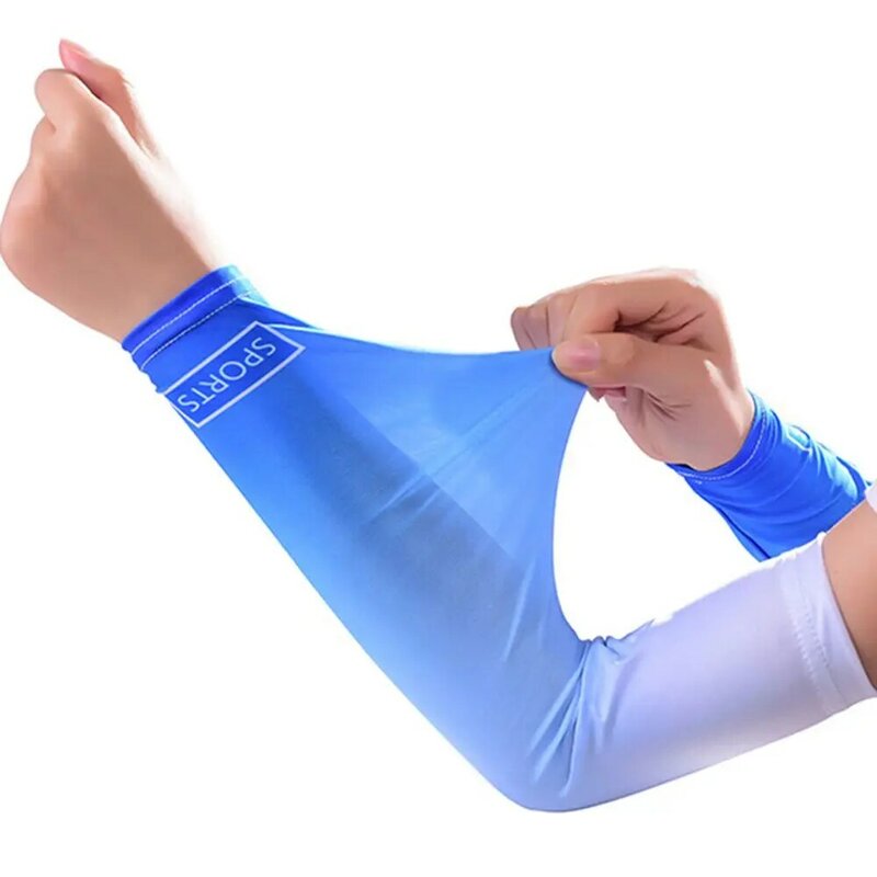 Summer Fashion Running Outdoor UV Protection Sunscreen Female Arm Warmers Silk Sleeves Gradient Women Gloves