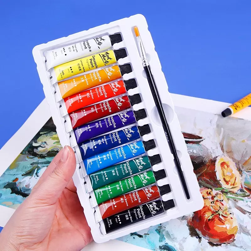 Набор красок для гуаши 12/цветов, высокое качество, профессиональная моющаяся краска для рисования акварелью 6/12 мл