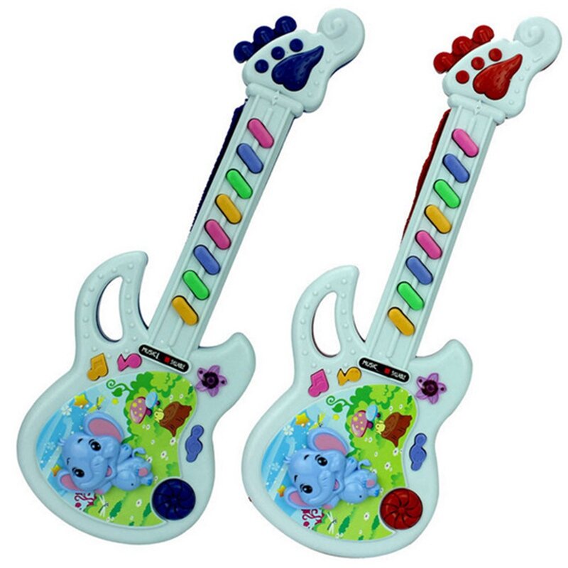 Crianças brinquedo educativo musical do bebê crianças portátil dos desenhos animados elefante guitarra teclado brinquedos de desenvolvimento cor aleatória